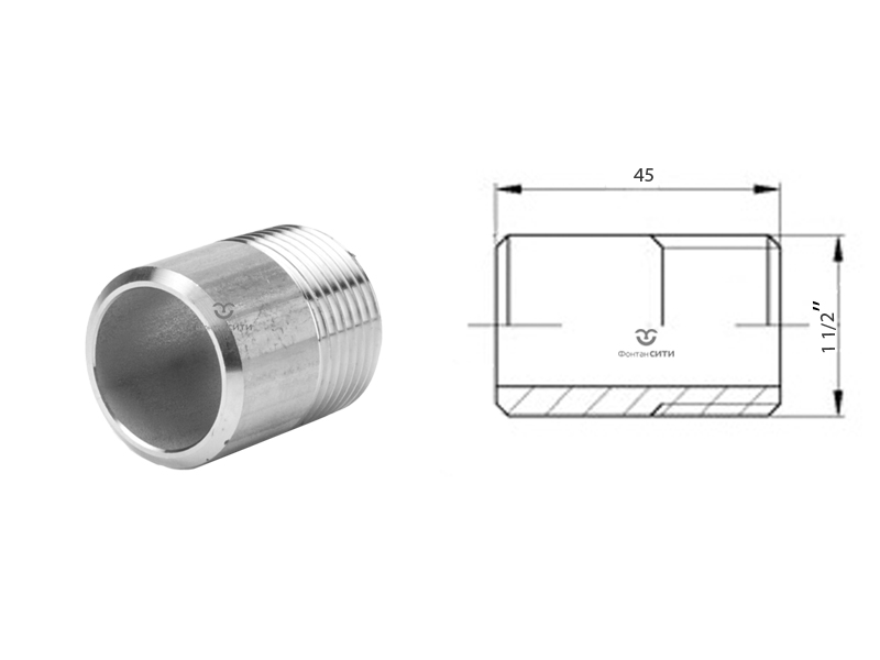 Ниппель приварной (полусгон) FC AISI 304 (1 1/2")