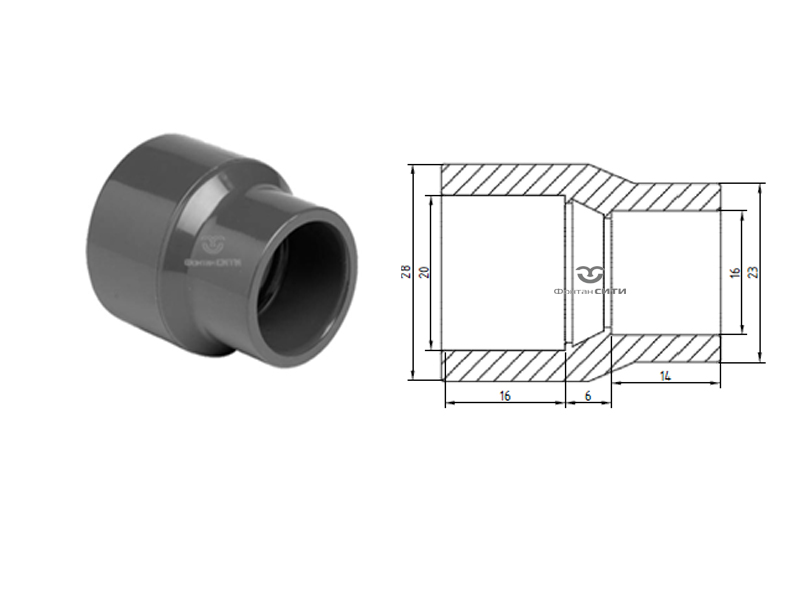 Муфта переходная (коническая) PVC-U PN16 FC