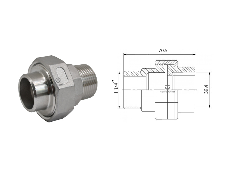 Муфта американка FC AISI 304 (нар. приварка)-2