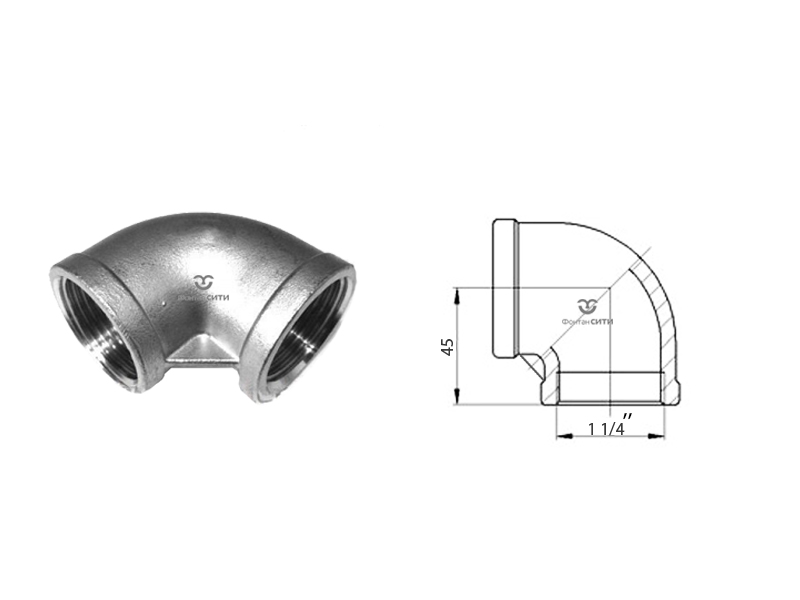 Отвод FC 90° AISI 304 (внутр./внутр.)-2