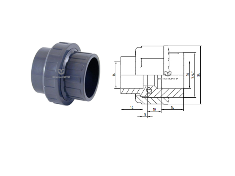 Муфта разборная с EPDM прокладкой PVC-U PN16 FC