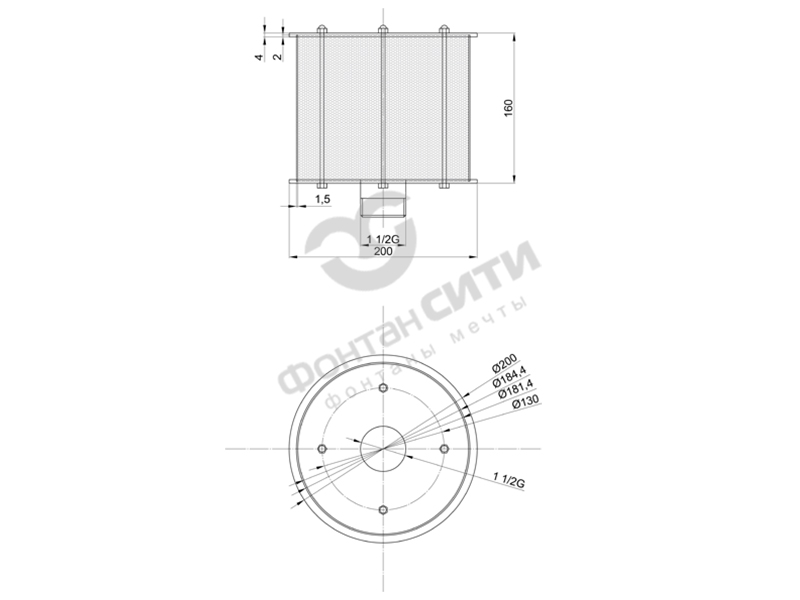 Защитная водозаборная сетка FC D200 x 160-3