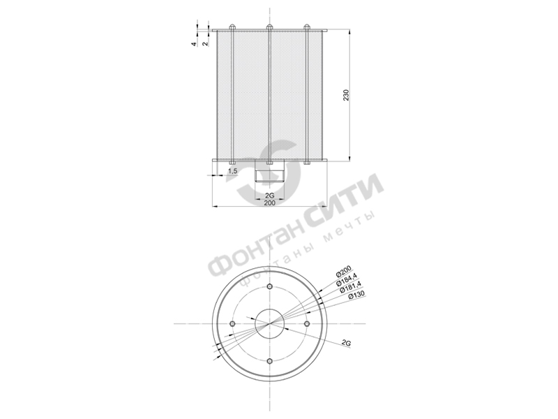 Защитная водозаборная сетка FC D200 x 230-3