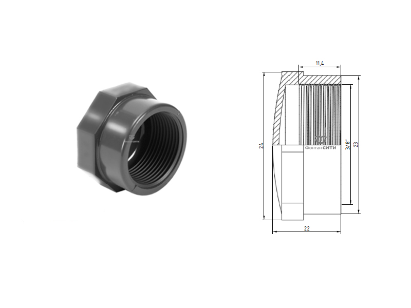 Заглушка с внутренней резьбой PVC-U PN16 FC